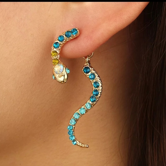 Punk Antique Crystals Snake Earings - Picture 3 of 9